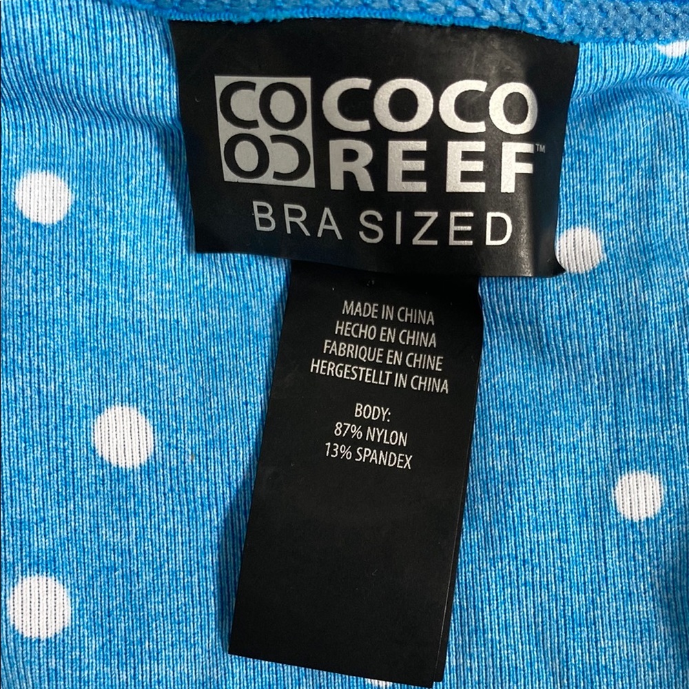 Coco Reef Blue Polka Dot Sleeveless Swim Coverup Dress Bra Sized - Picture 7 of 7